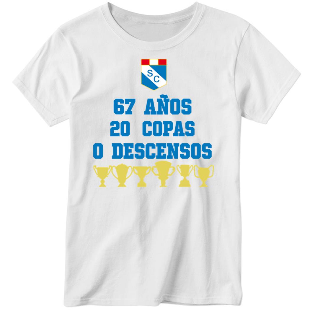 67 Anos 20 Copas 0 Descensos Ladies Boyfriend Shirt