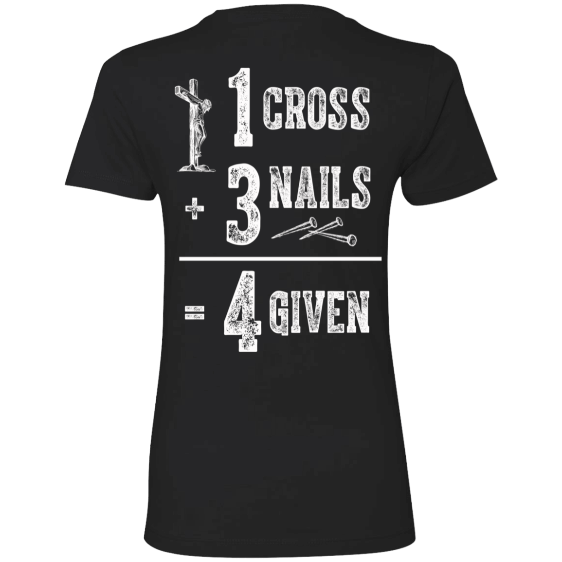 [Black] 1 Cross 3 Nails 4 Given God Jesus Christian Ladies Boyfriend Shirt