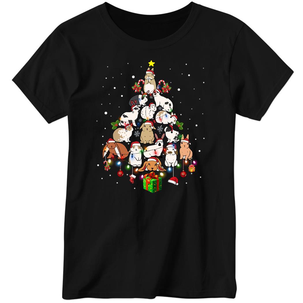 Bunny Christmas Tree 2022 Ladies Boyfriend Shirt