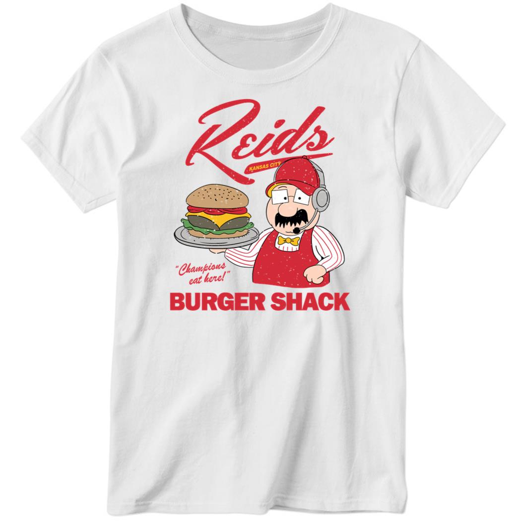 Champions Eat Here Burger Shack Ladies Boyfriend Shirt