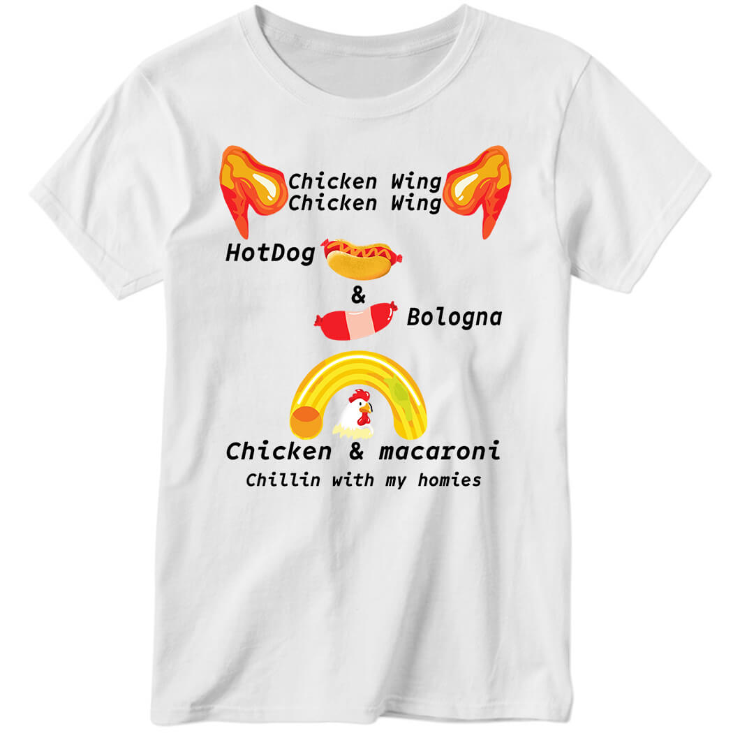 Chicken Wing Hot Dog And Bologna Chicken And Macaroni Ladies Boyfriend Shirt