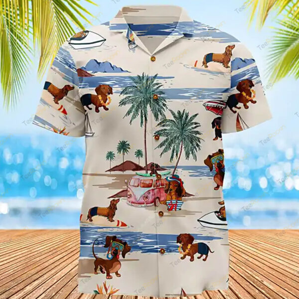 Dachshund Wiener Dog 3D Hawaii Shirt, All Over Print Dog Lover Gift Shirt