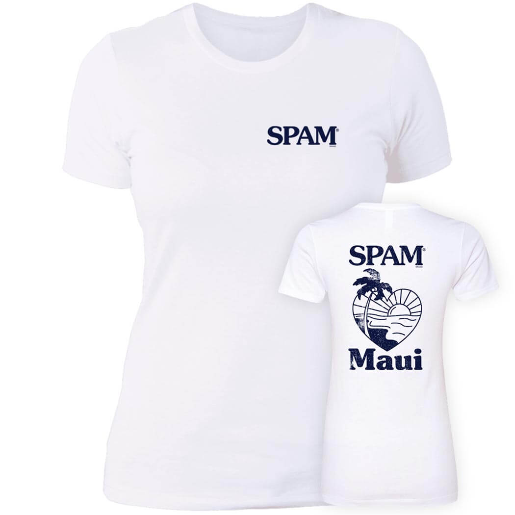 [Front + Back] Spam Maui Shirt Spam Loves Maui Ladies Boyfriend Shirt