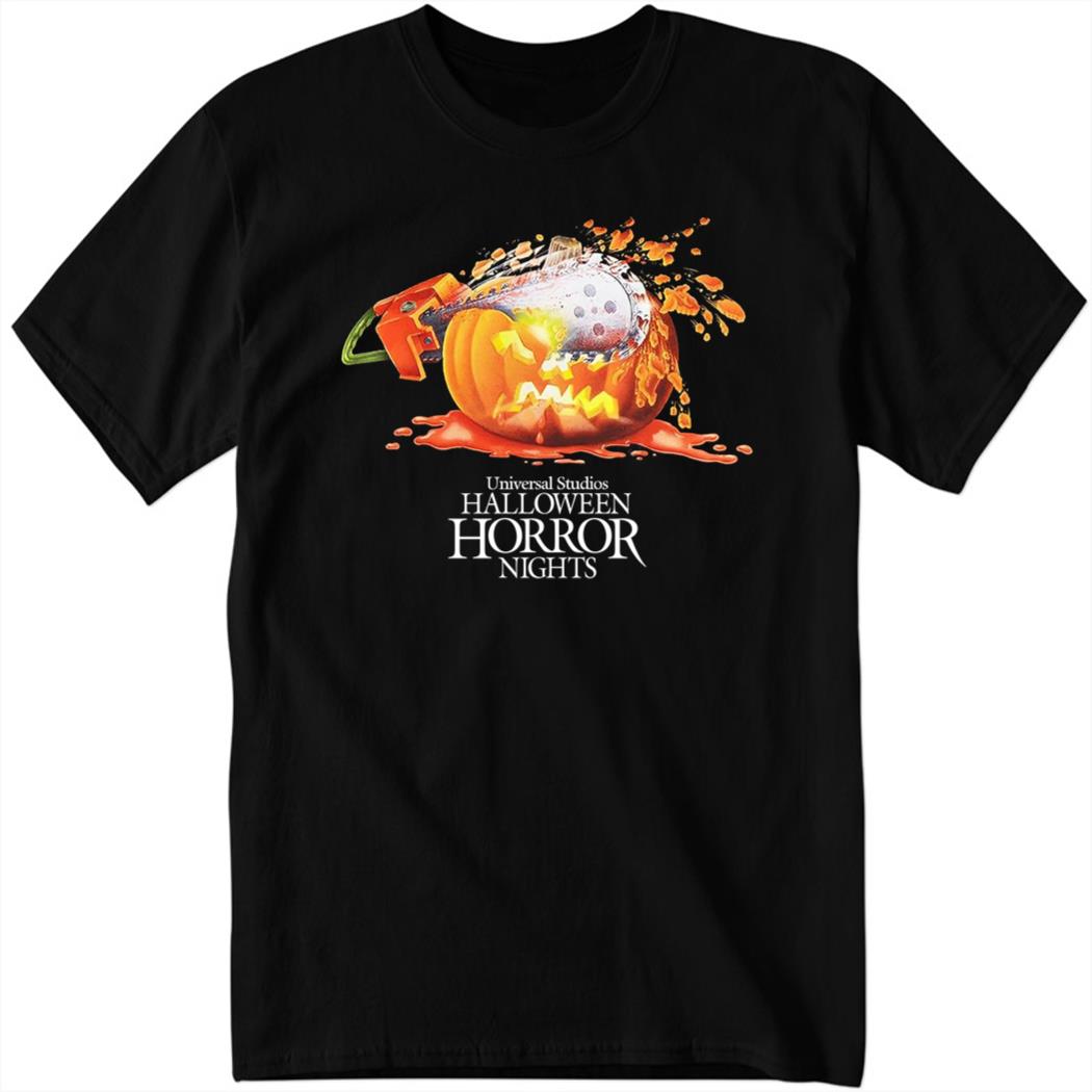 Hot Topic Universal Studios Halloween Horror Nights Chainsaw Jack-o’-lantern Shirt