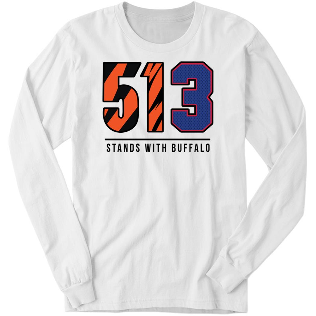 513 Stands With Buffalo White Long Sleeve Shirt