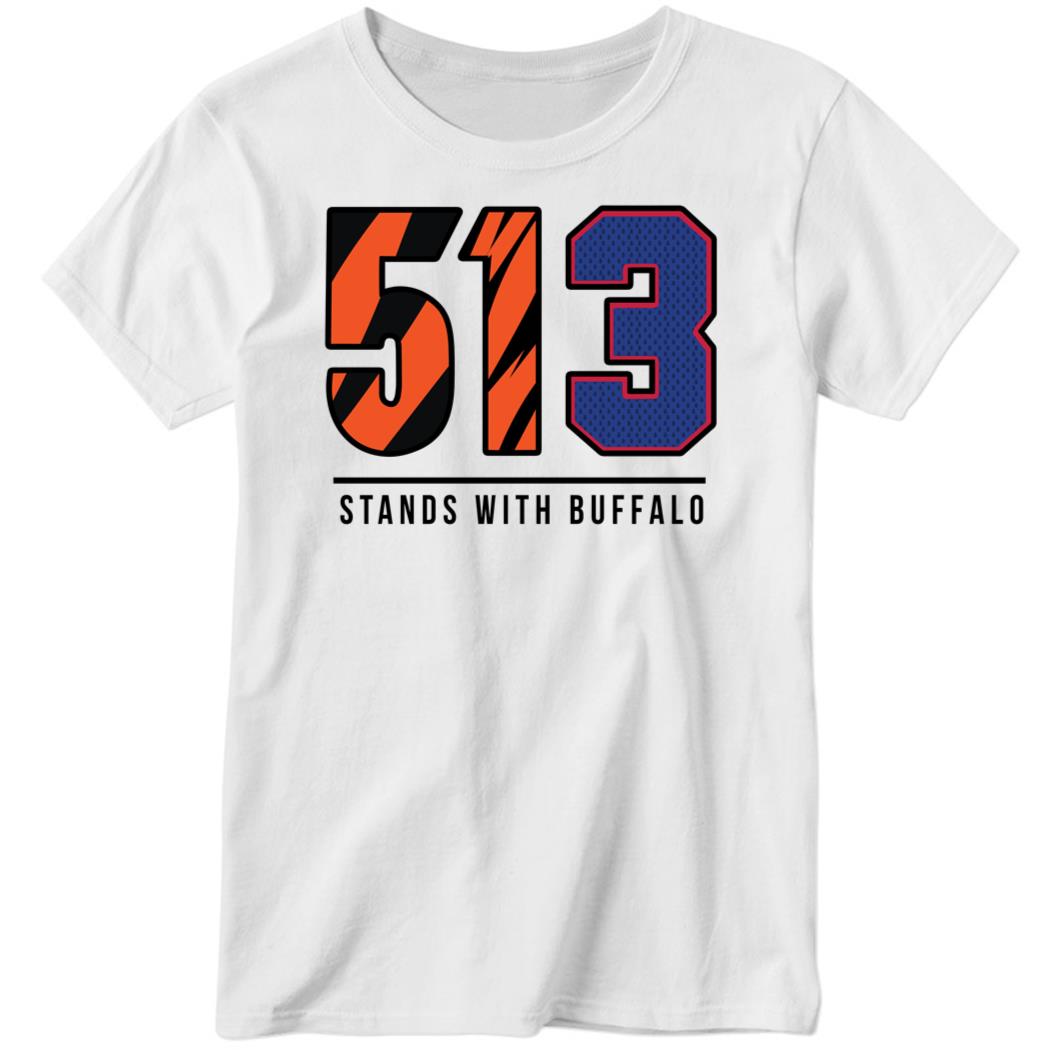 513 Stands With Buffalo White Ladies Boyfriend Shirt