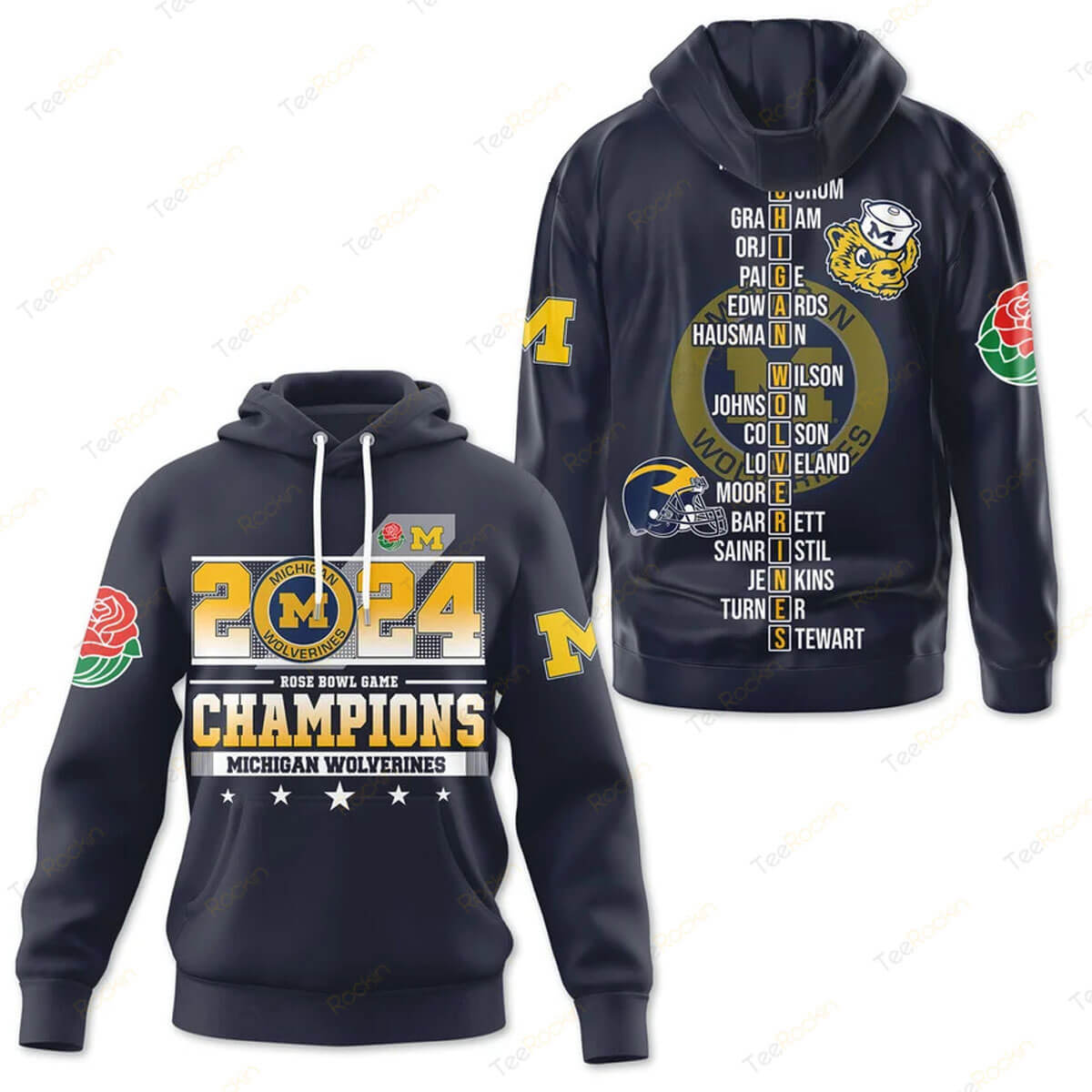 2024 Rose Bowl Game Go Blue Michigan Wolverines Champions Hoodie