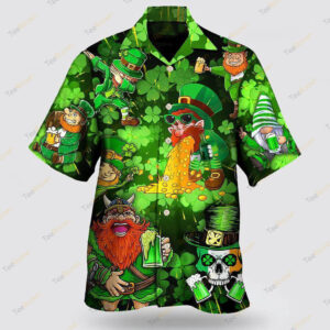 Irish Beer St Patrick’s Day Viking Skull Leprechaun Gnome Hawaiian Shirt